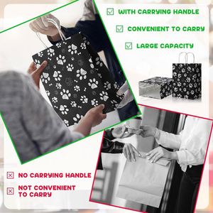 Bolsas de Papel Kraft Personalizadas con Estampado de Huellas de Perro, Bolsas de Papel con Asas, Bolsas de Regalo para Mascotas - Product Image 4