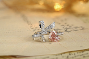 Mewah halus 925 perak <span class=keywords><strong>Platinum</strong></span> 18k putih emas pertunangan 1.55ct merah muda bentuk hati Lab tumbuh berlian cincin untuk wanita perhiasan Set - Product Image 3