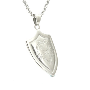Collar con colgante de escudo de león, acero inoxidable, unisex, joyería de moda, regalo - Product Image 1
