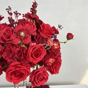 Bolas de Flores Artificiales de Seda Realista de Lujo, Rosas Rojas de 40 cm, Centros de Mesa para Bodas, Decoración de Mesa Moderna Hecha a Mano - Product Image 6