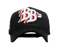 Gorra de béisbol de 5 paneles de sarga y gamuza con bordado Y2K 2026, venta al por mayor, logotipo personalizado, visera curva, patrón de letras