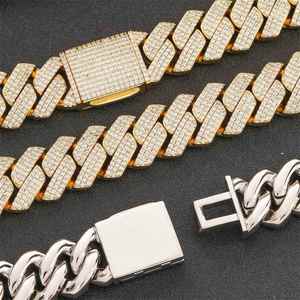 Collier chaîne cubaine épaisse Hip Hop pour hommes, 20 mm, avec fermoir à bascule et trois zircons, vente en gros - Product Image 3