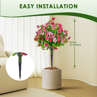 Vente d'usine 0522 – Fleurs artificielles, arbustes, herbes et plantes de 55 cm résistantes aux UV et écologiques avec piquets de sol pour la décoration de jardin