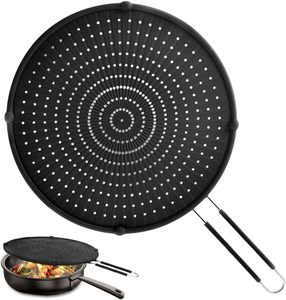 Écran anti-éclaboussures multifonction 3-en-1 en silicone pour poêle à frire, avec tapis de refroidissement et égouttoir de cuisine - Product Image 1