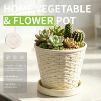 Pot de fleurs en plastique PP durable au design traditionnel avec trou de drainage, capacité de 1,42 L, pour plantes succulentes d'intérieur et jardinage