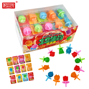 Douze bonbons durs en forme de bagues du zodiaque chinois, assortiment d'animaux, bonbons à porter au doigt - Product Image 1