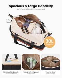 LOVEVOOK, <span class=keywords><strong>bolsa</strong></span> de lona de viaje de Weekender a la moda, <span class=keywords><strong>bolsa</strong></span> de clínica impermeable con cremallera ligera, <span class=keywords><strong>bolsa</strong></span> de Gimnasio Deportivo con compartimento para zapatos - Product Image 3