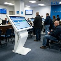 HRAY Machine de consultation double réseau de type K de 49 pouces pour la gestion des files d'attente et la recherche d'informations dans les salles gouvernementales, avec support OEM ODM