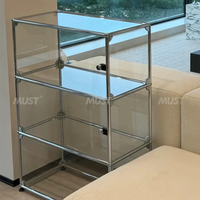 Armoire modulaire en verre trempé, armoire de présentation faite à la main, armoire de rangement, armoire combinée, adaptée à la chambre à coucher/au salon