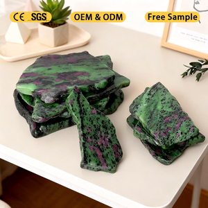 แผ่นหินรูบี้โซไซต์ธรรมชาติขัดเงาสำหรับตกแต่ง ขายส่ง - Product Image 5
