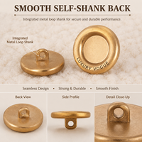 Bouton en métal personnalisé SANKO avec logo gravé, finition or mat pour blazer, manteau, veste de costume, marque