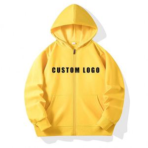 เสื้อฮู้ดดี้แฟชั่นสไตล์ดีไซเนอร์สีพื้นพิมพ์ลายตามสั่ง พร้อมซิปแบบสตรีทแฟชั่น แจ็คเก็ตแบบมีซิป - Product Image 1