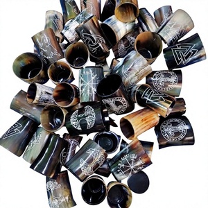 Viking Origins Engraved Buffalo Horn <b>Shot</b> <b>Glasses</b> Nordic Design Beer Party <b>Set</b> Handcrafted Sustainable Classic <b>Glass</b> Free Sample - Product Image 1