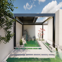 Pergola à persiennes rétractable bioclimatique de jardin personnalisée à prix d'usine pare-soleil imperméable à l'eau toit extérieur enduit de poudre nature