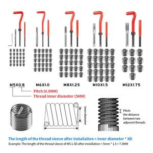 Outil de réparation de filetage métrique <span class=keywords><strong>M6</strong></span> x 1.0 Perceuse <span class=keywords><strong>Helicoil</strong></span> Bit Tap Kit d'installation d'insertion filetée - Product Image 2