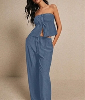 OnlineSpice Ensemble deux pièces de pantalons courts sans manches à jambe large et à fleurs avec dos nu pour filles