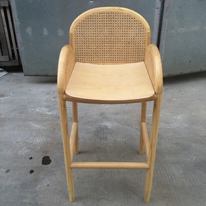 เก้าอี้บาร์ทรงสูงทำจากไม้หวายสานสไตล์นอร์ดิกกรอบไม้แอชวู้ดขนาดกลางคุณภาพสูงสำหรับใช้รับประทานอาหาร - Product Image 3