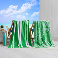 2 Toallas de playa con estampado de rayas y palma verde lanuda Toalla de playa marina de 100% algodón, toalla de piscina grande