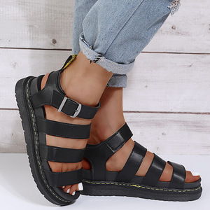 Sandales plates pour femmes été <span class=keywords><strong>2022</strong></span>, tendance mode, décontractées, à bout ouvert, à semelle épaisse, compensées, antidérapantes, rehaussantes - Product Image 1