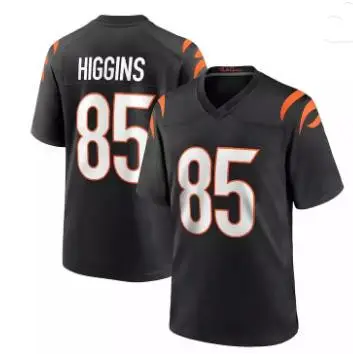Camisa de futebol americano costurada personalizada de Cincinnati, camisa de Higgins preto com 9 fendas, 1 Chase 85
