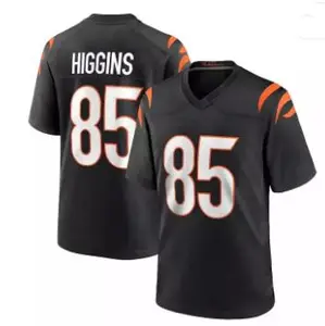 Custom Cincinnati Sewn American Football Jersey Bengal Black Match 9 Burrow 1 Chase 85 Higgins Jersey