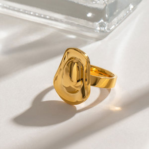 Bague de cowgirl tendance en acier inoxydable 316L plaqué or 14k 18k, anti-ternissement, pour femme - Product Image 2