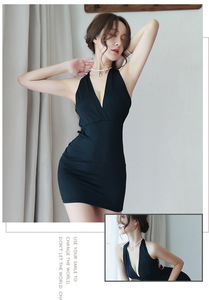 Abito sexy <span class=keywords><strong>da</strong></span> donna con scollo a V profondo, senza schienale, aderente, senza maniche, con spalline incrociate, vestibilità slim, nero, <span class=keywords><strong>camicia</strong></span> <span class=keywords><strong>da</strong></span> <span class=keywords><strong>notte</strong></span>, lingerie, abbigliamento <span class=keywords><strong>da</strong></span> <span class=keywords><strong>notte</strong></span> - Product Image 2