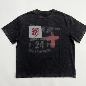 Wholesale Mens Distressed T <b>Shirt</b> Vintage Washed Graphic Tee <b>Y2K</b> Heavyweight 240Gsm Oversized Boxy Fit Streetwear T-<b>shirt</b> Unisex - Product Image 1