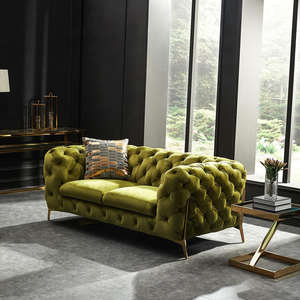 आधुनिक लिविंग रूम असबाब सोफा सेट ट्यूफ्टेड डिजाइनर उच्चारण गोल्डन लक्जरी ऑफिस रिसेप्शन सोफा कुर्सी - Product Image 6