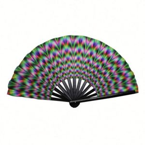 Abanico Plegable de Bambú y PVC de 13 Pulgadas, Holográfico, Personalizado, Hecho a Mano, Grande, para Mujeres y Fiestas - Product Image 5