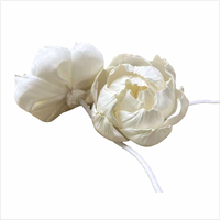 Diffuseur de parfum en roseau de haute qualité de 6 cm, 8 cm, 11 cm avec corde en coton, grande fleur en bois de sola naturel blanc