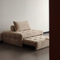 Canapé-lit convertible pliable pour une personne, idéal pour les petits appartements, extensible et coulissant, en tissu beige, rembourré en éponge, avec fonction traction