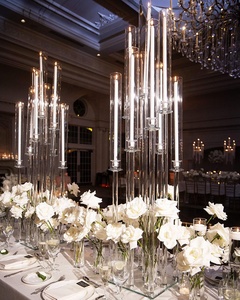 Wholesale Event Glass Shades Candlestick 9 <strong>Candles</strong> <strong>Tall</strong> Crystal Candelabra Wedding Table Decor - Product Image 1