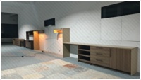 Meuble mural de chambre d'hôtel sur mesure Home2 Suites Working Wall Queen, suite à une chambre GR 313, fabricant d'armoires murales pour chambres d'hôtel