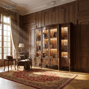 Vitrina de biblioteca con frente de cristal estilo Versalles |   Librería Clásica Francesa de Madera Maciza de Lujo - EKAR - Product Image 2