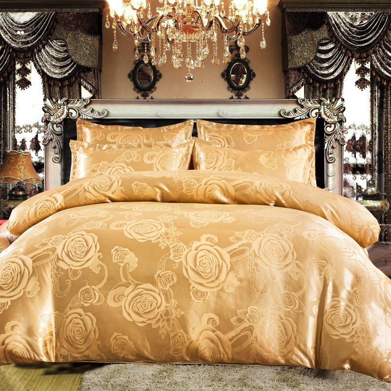 Оптовая Продажа с фабрики шелковый хлопковый атласный жаккардовый комплект из четырех предметов свадебного постельного белья 4 шт.