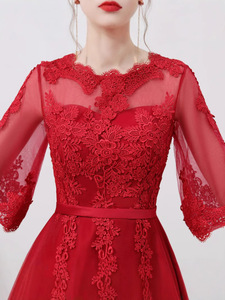 <span class=keywords><strong>Printemps</strong></span> Nouveau Long Mince Femmes <span class=keywords><strong>Mariage</strong></span> Retour Soirée Femme Rouge Robes De Mariée - Product Image 4