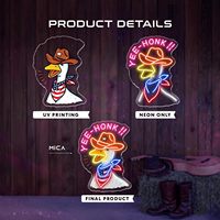 Enseigne LED, Lumière Néon Cowboy Goose, Luminaire Mural Amusant pour Chambre à Coucher, Art Mural Canard Oie Oiseau Amusant Écran de présentation décoratif sur le thème des animaux de la ferme