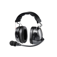 Headset Radio Dua Arah dengan Earphone Serat Karbon, Jack Mini XLR, dan Kabel