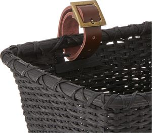 Panier rectangulaire en cuir véritable écologique et cannage tressé avec sangles et boucles en laiton pour vélos - Product Image 4