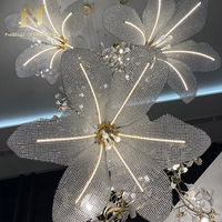 Lampe romantique inspirée de la nature Décoration intérieure Fête Plante artificielle Fleur LED Lustre en cristal de mariage