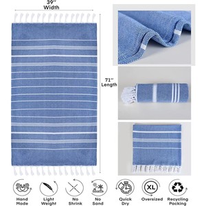 Toalla turca al por mayor 100% algodón turco Hammam Toalla de baño de playa <span class=keywords><strong>Peshtemal</strong></span> con arena Toalla de playa libre con borla - Product Image 2
