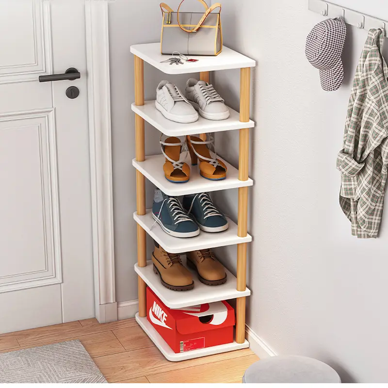 Door Entrance Small Simple 3/5/7/8 Layer Solid Wood Shoes Boot Shelf Racks for Home Corner