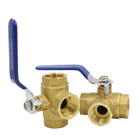 Robinet à bille en laiton 3 voies avec poignée, filetage NPT femelle type T et type L, manuel, OEM, 2 pouces