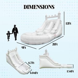 Chất lượng cao thương mại bên cho thuê Trắng Bouncer trượt Jumper Inflatable mặt trăng nhảy nhà bị trả lại với đôi trượt để bán - Product Image 3