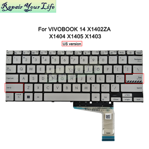 ใหม่แป้นพิมพ์แล็ปท็อปสีเทาเราภาษาอังกฤษสำหรับ <span class=keywords><strong>Asus</strong></span> <span class=keywords><strong>VivoBook</strong></span> 14 <span class=keywords><strong>X1402ZA</strong></span> X1404 X1405 X1403ไม่มี backlit NSK-UAHDSQ 0KNB0-1726US00 01 - Product Image 2