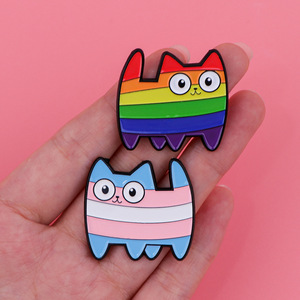 5 Styles arc-en-ciel fierté drapeau émail broches coloré revers Badges chats personnalisés dessin animé Lgbt doux émail broches - Product Image 6