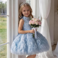 Robe de fête à volants et plumes pour filles, robe de princesse spéciale pour l'été, robe de princesse formelle pour enfants