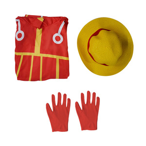 Disfraz de One Piece Luffy Egghead Island, traje rojo con capucha, sombrero y guantes para adultos, juego de rol - Product Image 5