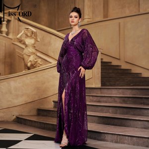 <span class=keywords><strong>Robe</strong></span> <span class=keywords><strong>de</strong></span> <span class=keywords><strong>soirée</strong></span> longue pour femme, à manches longues, fendue, à sequins violets, style arabe, <span class=keywords><strong>Istanbul</strong></span>, marocain, turc, Dubaï, musulman - Product Image 5